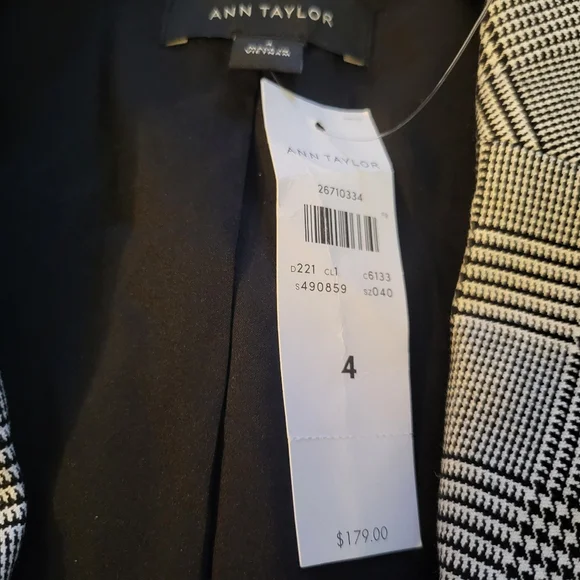 NWT Anne Taylor Black and White Check Blazer sz 4 - Picture 2 of 5